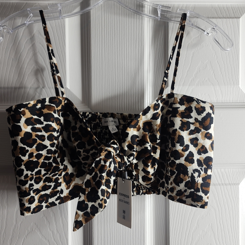 Express Animal Print Crop Top with Bow
